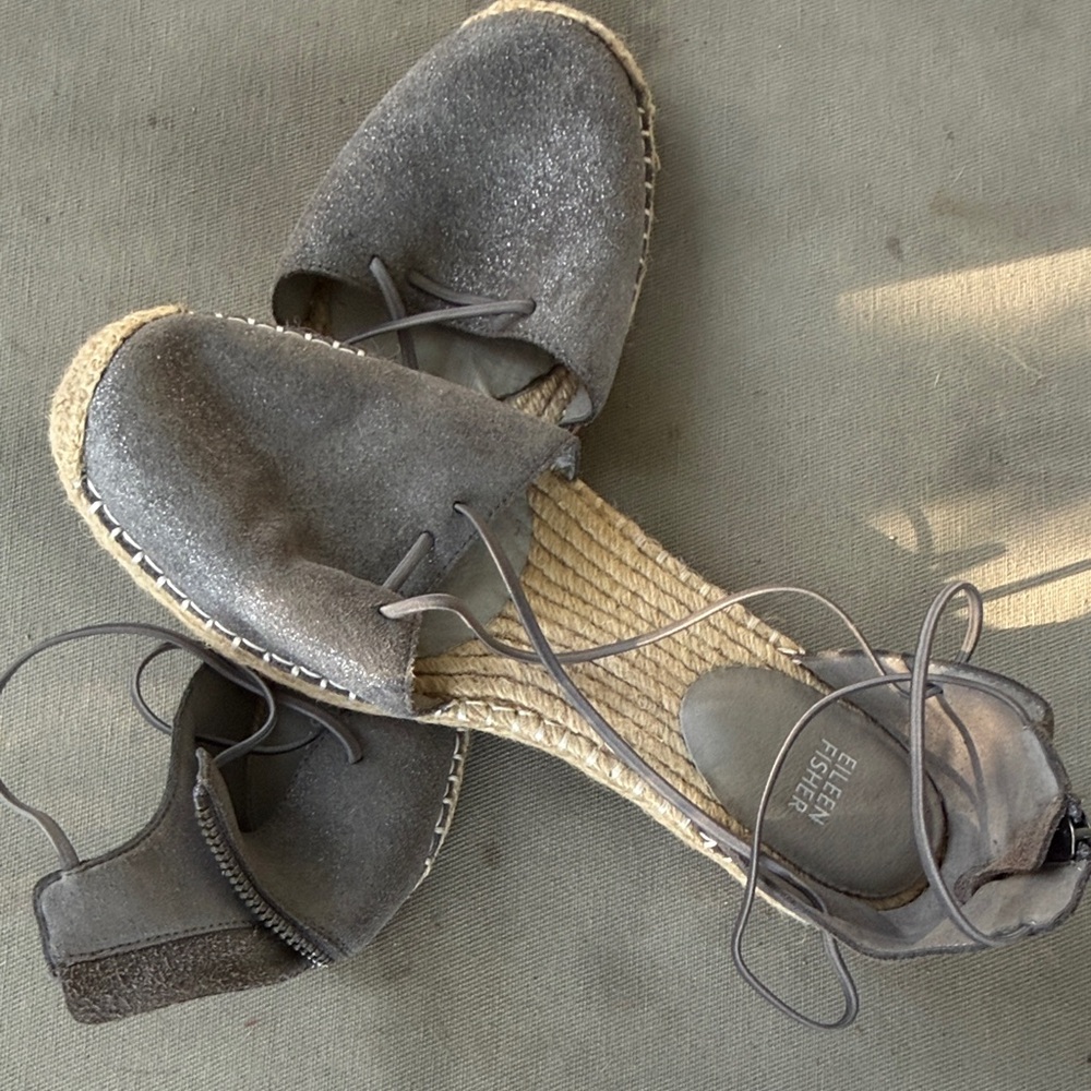 Eileen Fisher Metallic Gray Espadrilles